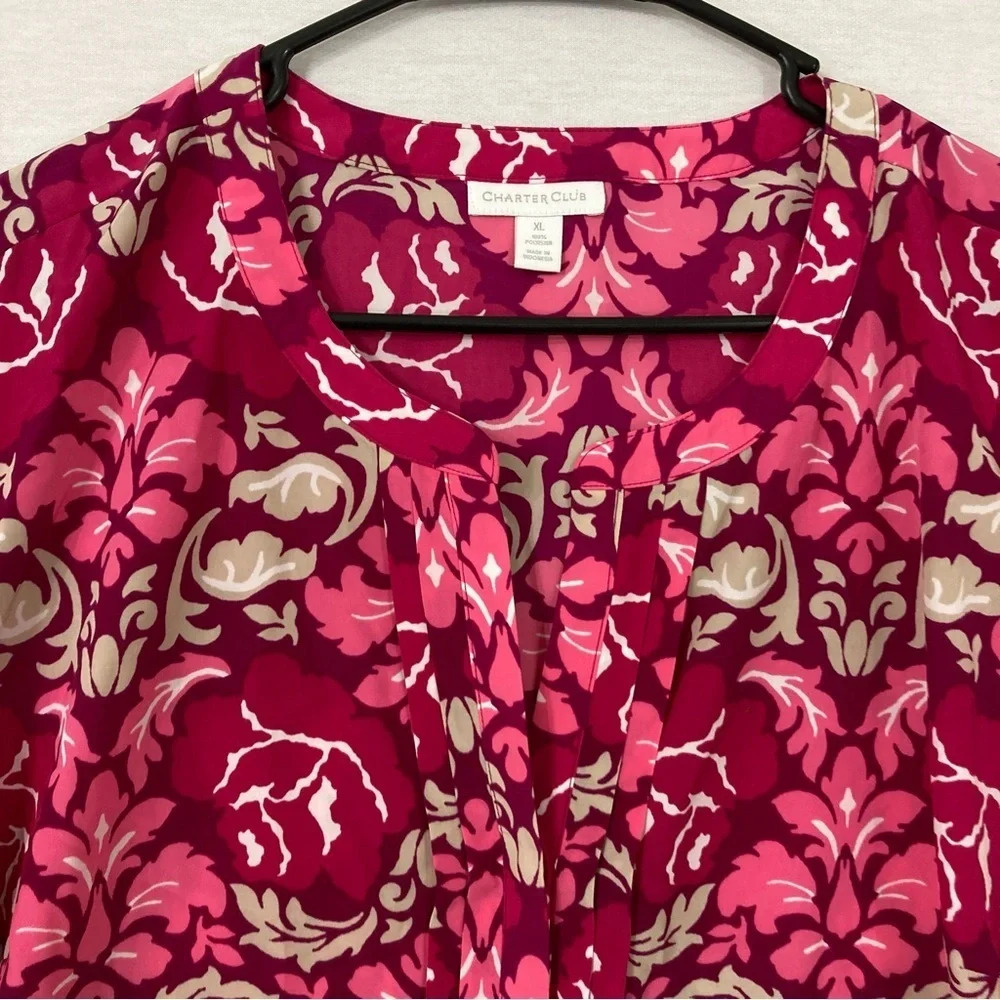 Charter Club Red Pink Long Sleeve Office Career Button Down XL - Picture 3 of 9